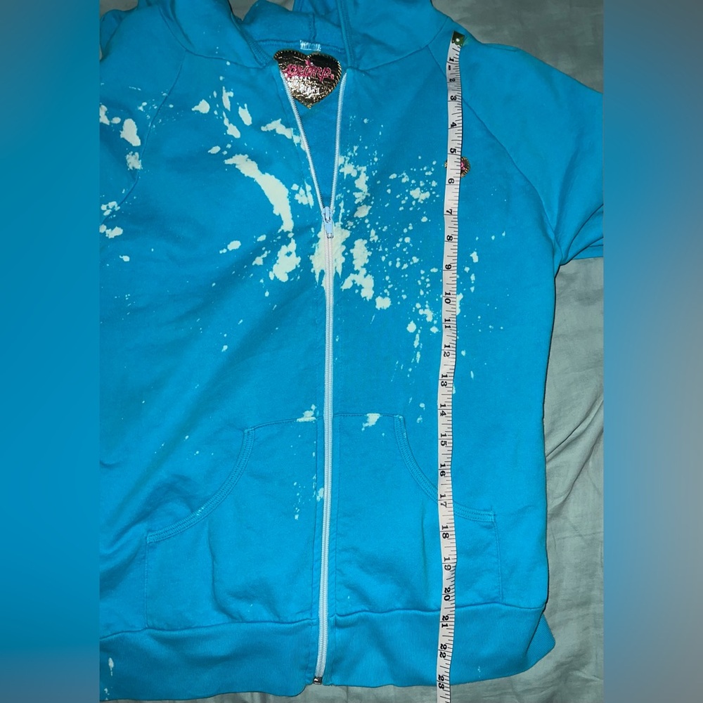 Primp Blue Bleach Splatter Ice Cream Hoodie ASO Jessica Simpson Rare Y2K - Picture 7 of 8